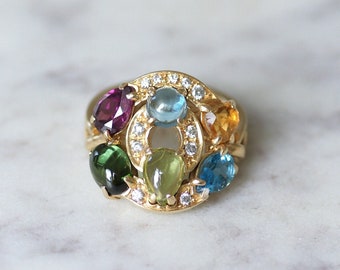 Bulgari Astrale ring in yellow gold, fine colored stones and diamonds