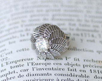 Bague Cocktail Boule Spirale Diamant 1.25 Carats, monture en platine