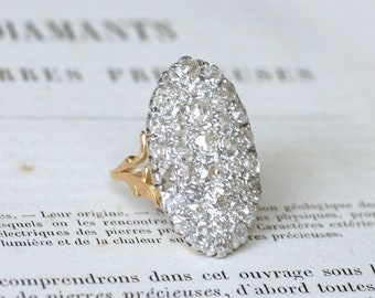 Old Marquise ring with 4.75 Cts diamonds in gold and platinum