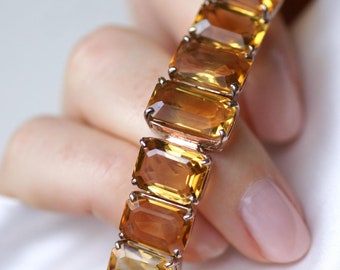 Retro Line Citrine Bracelet On Rose Gold