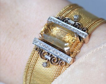 Milanaise-Armreif aus Gold, Diamanten und Citrin, Napoleon III