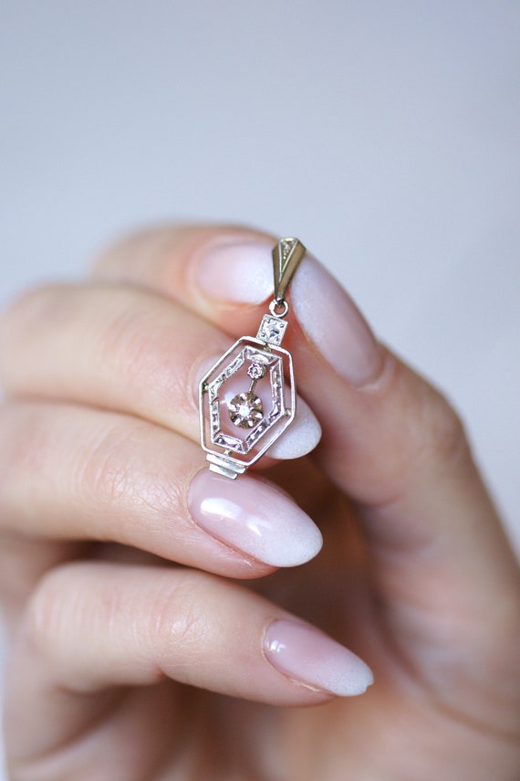 French Art Deco gold, platinum, and diamond geomet