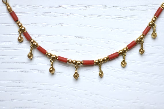 Gold and coral vintage necklace