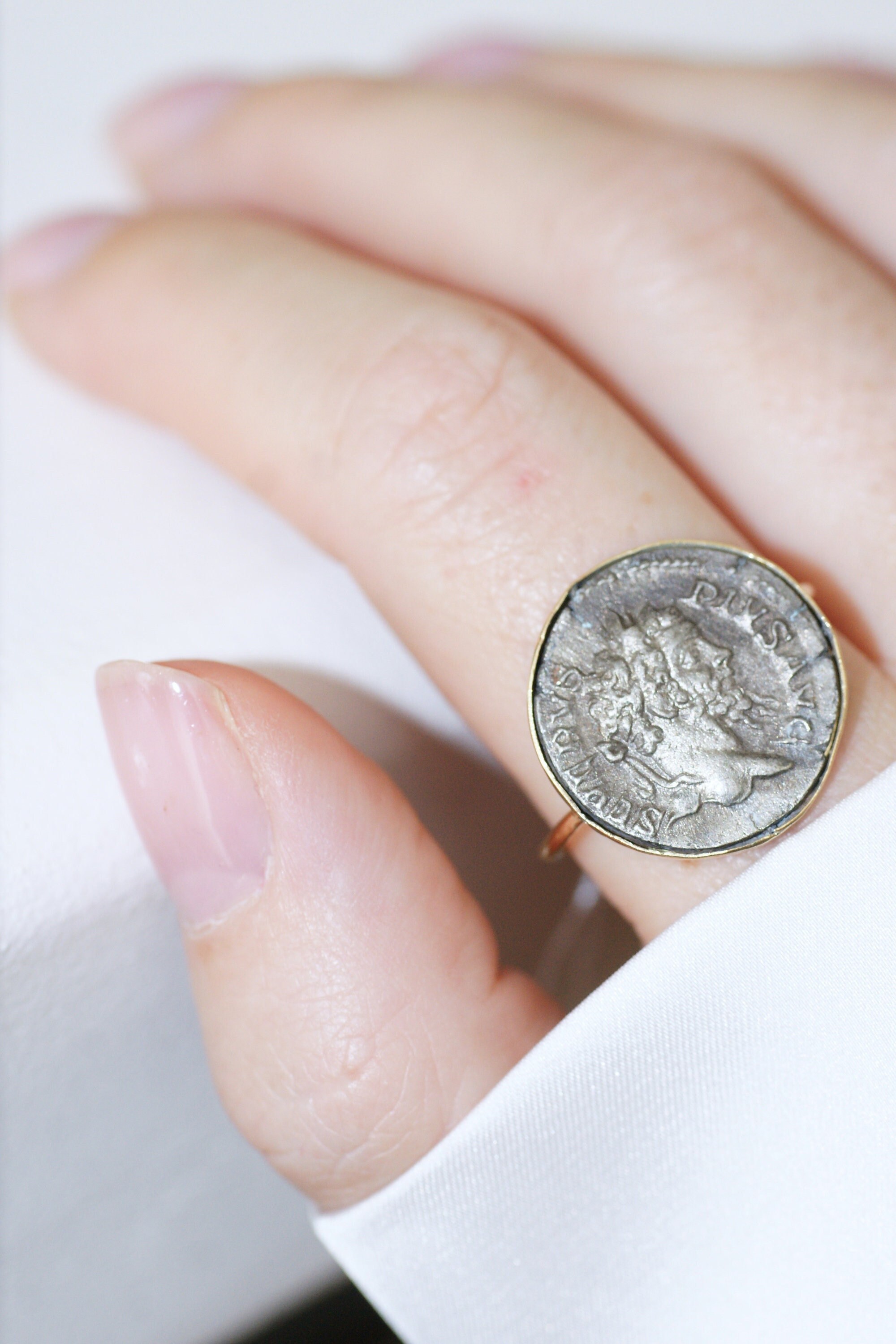 Bague piece ancienne romaine en argent Septime Severe monture or Etsy France