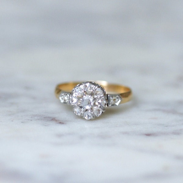 Rose Cut Diamond Daisy Engagement Ring