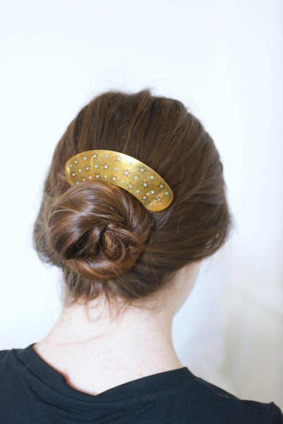 Old star hair comb, turquoise tiara and horn - image 3