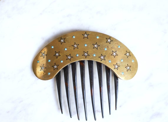 Old star hair comb, turquoise tiara and horn - image 7