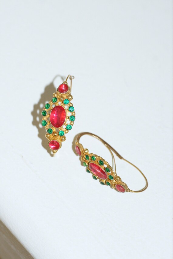 Boucles d'Oreilles Anciennes émeraudes Et Or