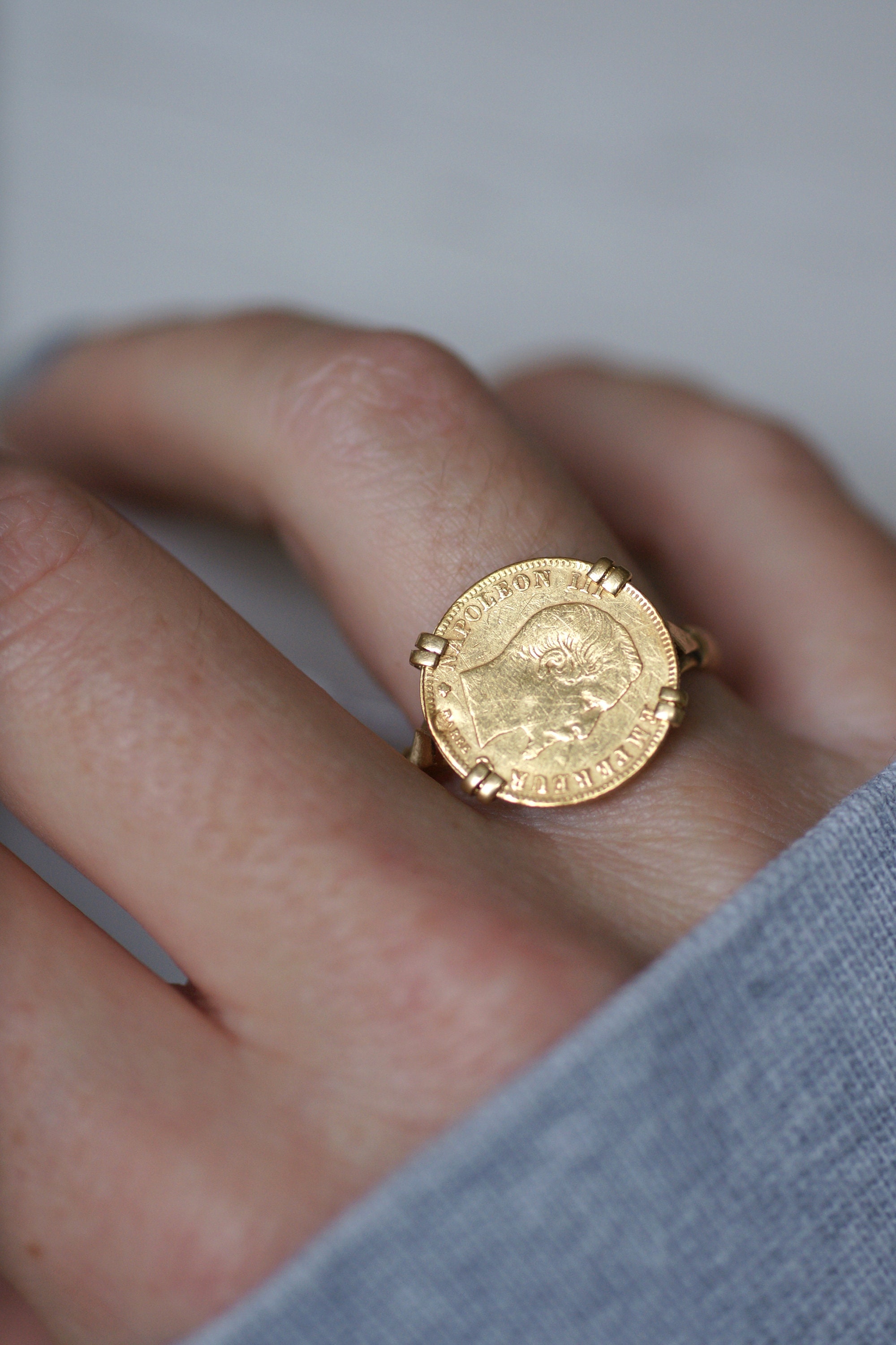 Pièce Napoléon Bague Piece De Monnaie Plaque Or Bague Pieces Bague