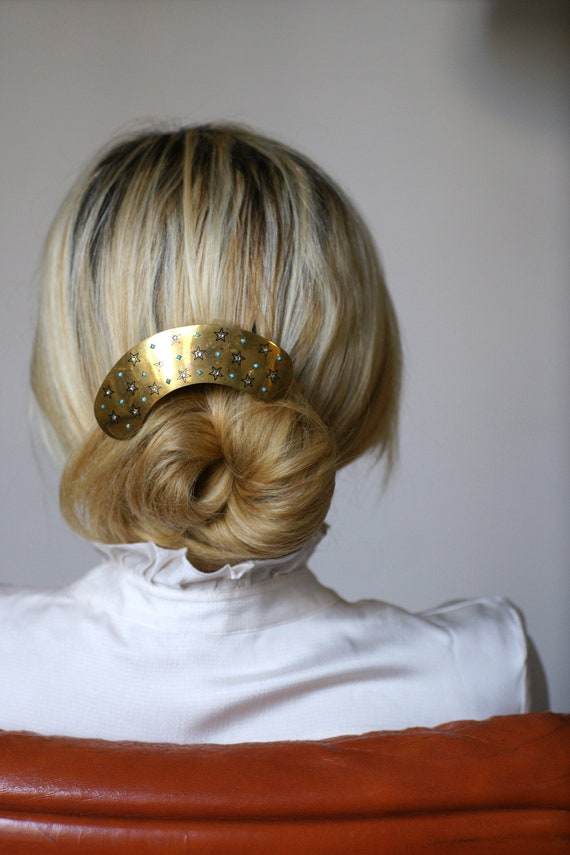 Old star hair comb, turquoise tiara and horn - image 6