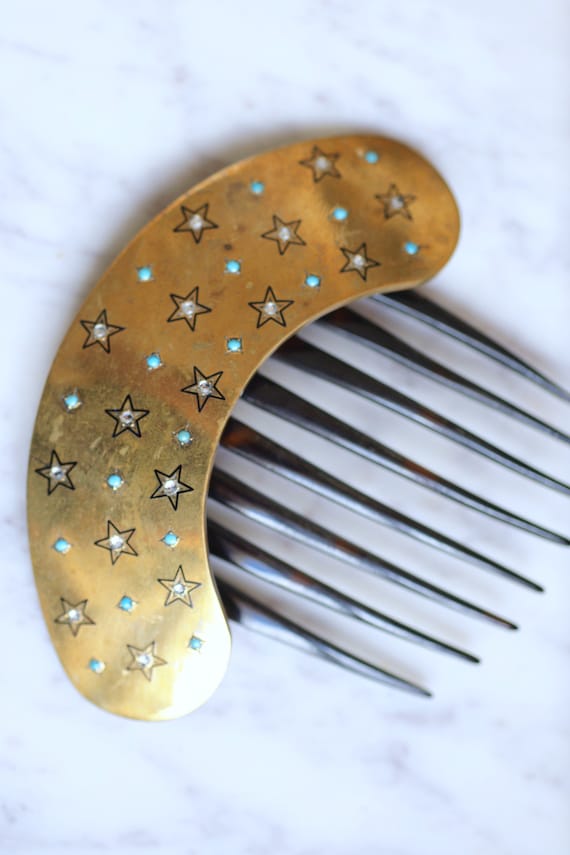 Old star hair comb, turquoise tiara and horn - image 2