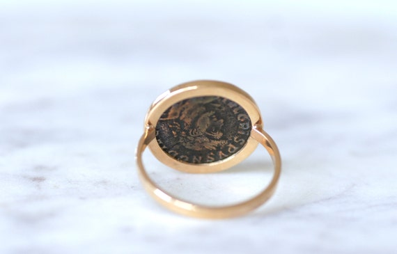 Bague Nummus piece ancienne romaine en cuivre monture or rose Etsy France