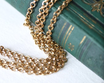 Long necklace, long necklace, old gold jaseron mesh chain