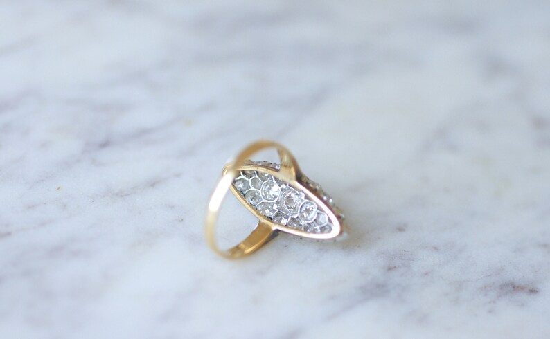 Antique Marquise diamond ring in gold and platinum image 6