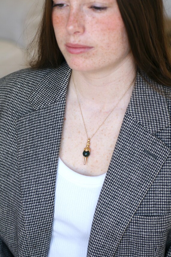 Pendentif Ancien Clef de Montre Or Jaune et Jaspe… - image 3