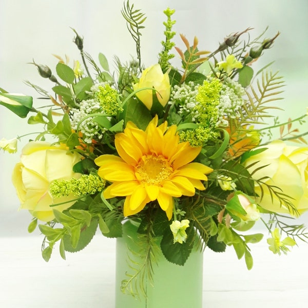 Flower Arrangements Farmhouse Decor Mason Jar Arrangements Summer Arrangements Floral Arrangement Artificial Flower Arrangement Faux Flowers