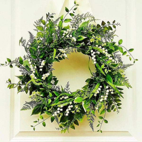 Front Door Wreath Year Round Wreaths Greenery Wreaths Summer Wreaths Spring Wreaths Farmhouse Decor Green Wreaths Lily of the Valley Wreaths