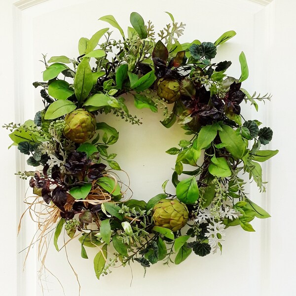 Herb Wreath Kitchen Wreaths Herb Kitchen Decor Mixed Herbs Wreath Summer Wreaths Spring Wreaths Front Door Wreaths Year Round Wreaths Herbs