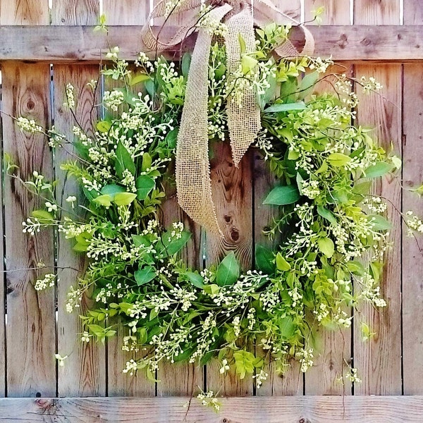 Lg Foliage Wreath by Sweet Lily's Garden, Front Door Wreaths, Greenery Wreaths, Simple Door Wreaths, Minimalist Wreaths    W211