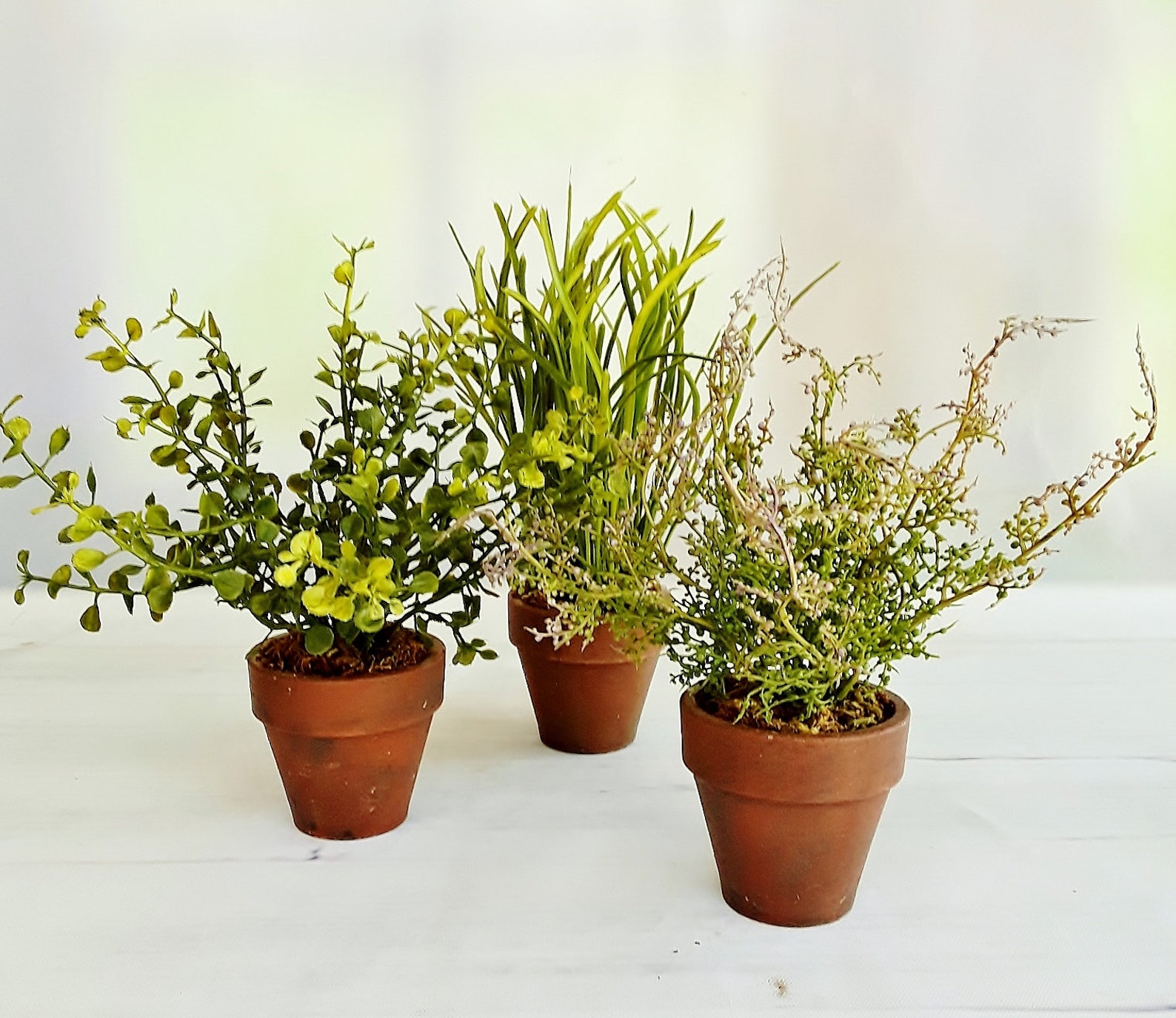 Decorative Herb Pots Set of 3 Faux Herbs Kitchen Decor Mini Etsy