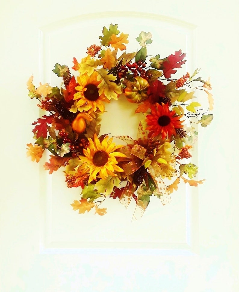 Fall Wreath Front Door Wreaths Sunflower Wreaths Pumpkin Etsy
