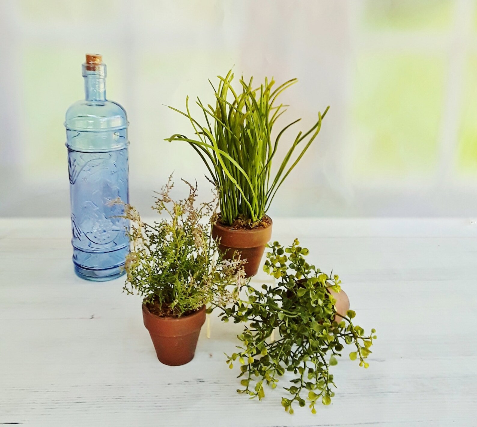 Decorative Herb Pots Set of 3 Faux Herbs Kitchen Decor Mini Etsy