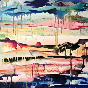 Fantasy Landscape Original Painting, Wall Art Home Decor, Multicolor Oil on Canvas, Maria Abdueva Original Art