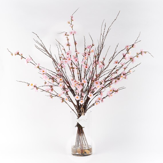 Fake Cherry Blossom Flower Arrangement In Vase With Artificial Etsy