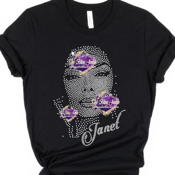 Janet Jackson Inspired Bling T-shirt, Janet Jackson T-shirt, Janet Jackson Rhinestone Shirt, Please Read Description