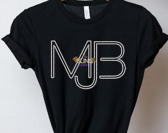 MJB Logo Bling T-shirt, Mary J Blige  T-shirt, Mary J Rhinestone Shirt