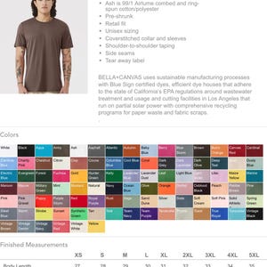 May include: A brown Bella + Canvas unisex jersey tee with a tear-away label. The shirt is made of 100% Airlume combed and ring-spun cotton. The shirt is pre-shrunk and has a retail fit. The shirt is available in sizes XS to 5XL. The shirt is made with sustainable manufacturing processes using Blue Sign certified dyes. The shirt is available in a variety of colors.