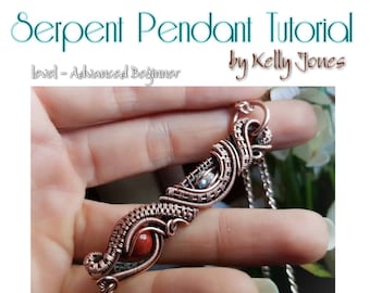 TUTORIAL. Serpent Pendant Wire Wrap Tutorial. A Gorgeous Unisex Pendant with Step by Step Instructions. Instant Download PDF File.