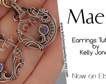 Maella Earrings Tutorial. Wire wrap pdf tutorial download. Many pages and hundreds of images to follow along at your own pace.