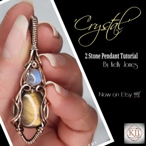Crystal 2 Stone Pendant Tutorial. Wire wrap pdf tutorial download. Many pages and hundreds of images to follow along at your own pace.