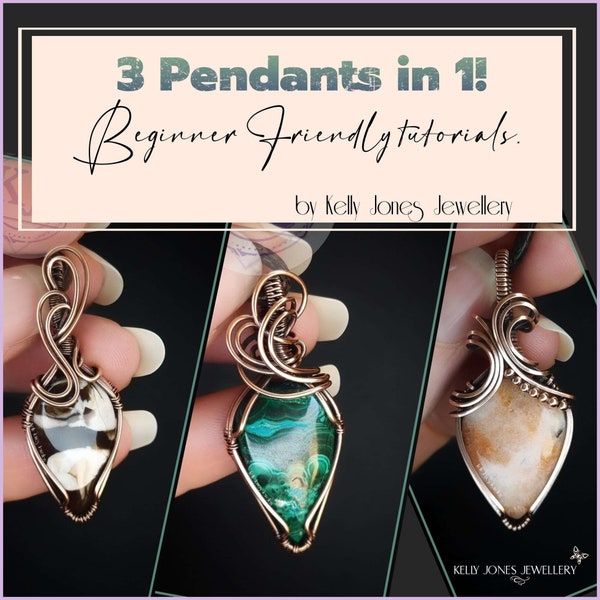 3 Pendant designs in 1. Beginner friendly! Learn to make all of these beautiful designs in one download.