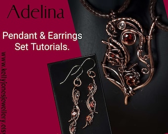 Adelina Pendant & Earrings Set. This contains 2 tutorials by Kelly Jones. Instant downloads.