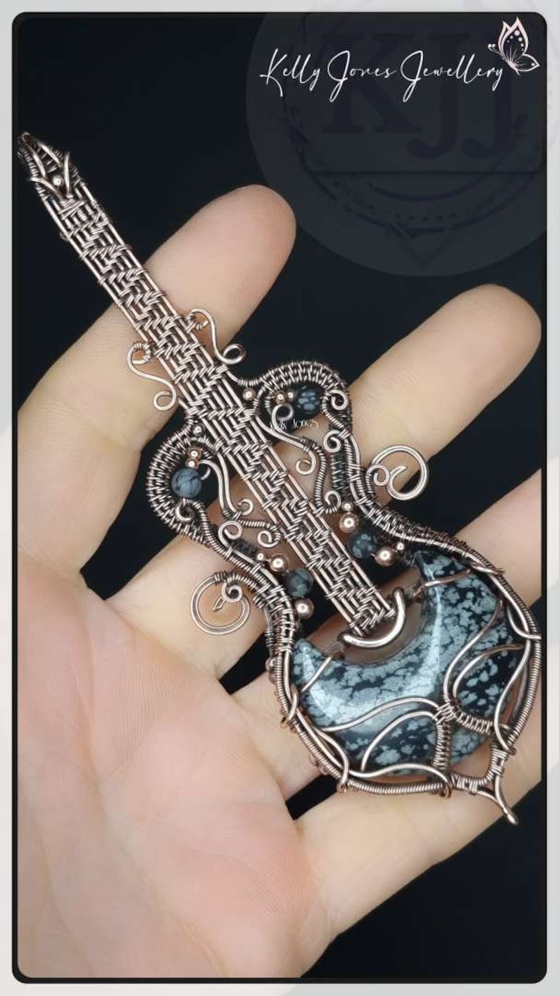 Guitar Pendant Tutorial. Wire wrap pdf tutorial, download instantly and start crafting straight away. Kelly Jones design. image 10