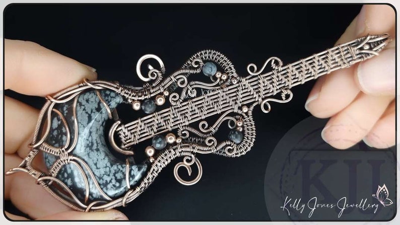 Guitar Pendant Tutorial. Wire wrap pdf tutorial, download instantly and start crafting straight away. Kelly Jones design. image 7