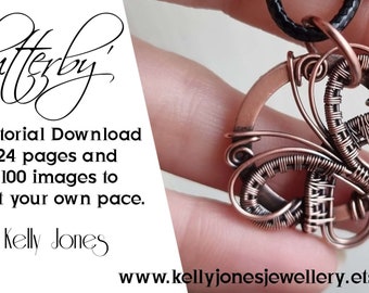Butterfly pendant tutorial, 'Flutterby' by Kelly Jones. An Instant Download with 24 pages and over 100 images to follow at your own pace.