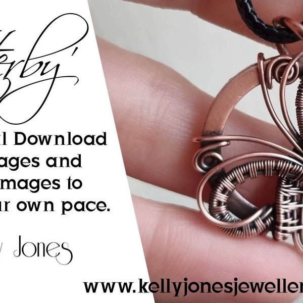 Butterfly pendant tutorial, 'Flutterby' by Kelly Jones. An Instant Download with 24 pages and over 100 images to follow at your own pace.
