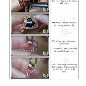 Tutoriel sur le pendentif coeur Cahlie. Tutoriel pdf sur l'emballage métallique, téléchargez-le instantanément et commencez à fabriquer tout de suite. Modèle Kelly Jones. image 7