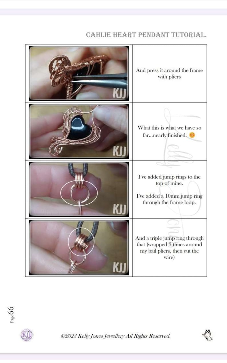 Tutoriel sur le pendentif coeur Cahlie. Tutoriel pdf sur l'emballage métallique, téléchargez-le instantanément et commencez à fabriquer tout de suite. Modèle Kelly Jones. image 7