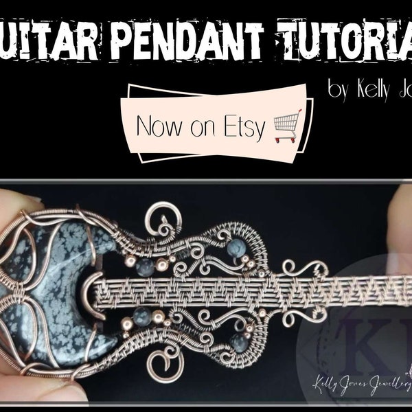 Tutoriel de pendentif de guitare. Tutoriel pdf sur l'emballage métallique, téléchargez-le instantanément et commencez à fabriquer tout de suite. Modèle Kelly Jones.