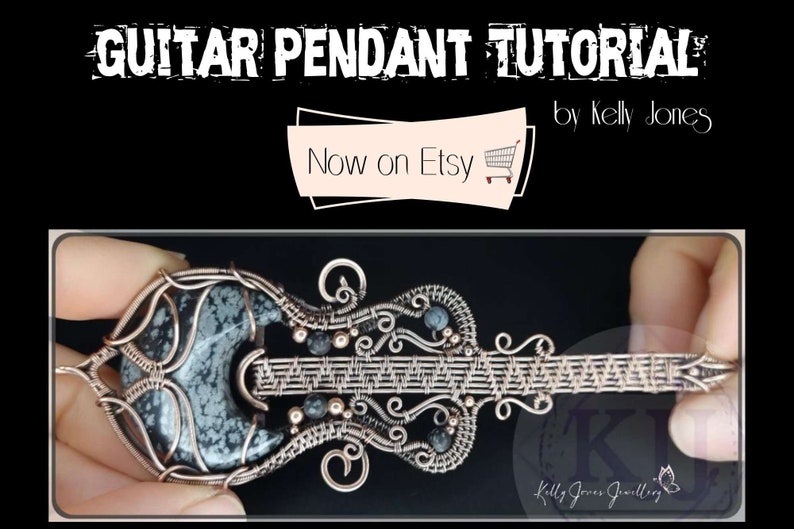 Guitar Pendant Tutorial. Wire wrap pdf tutorial, download instantly and start crafting straight away. Kelly Jones design. image 1