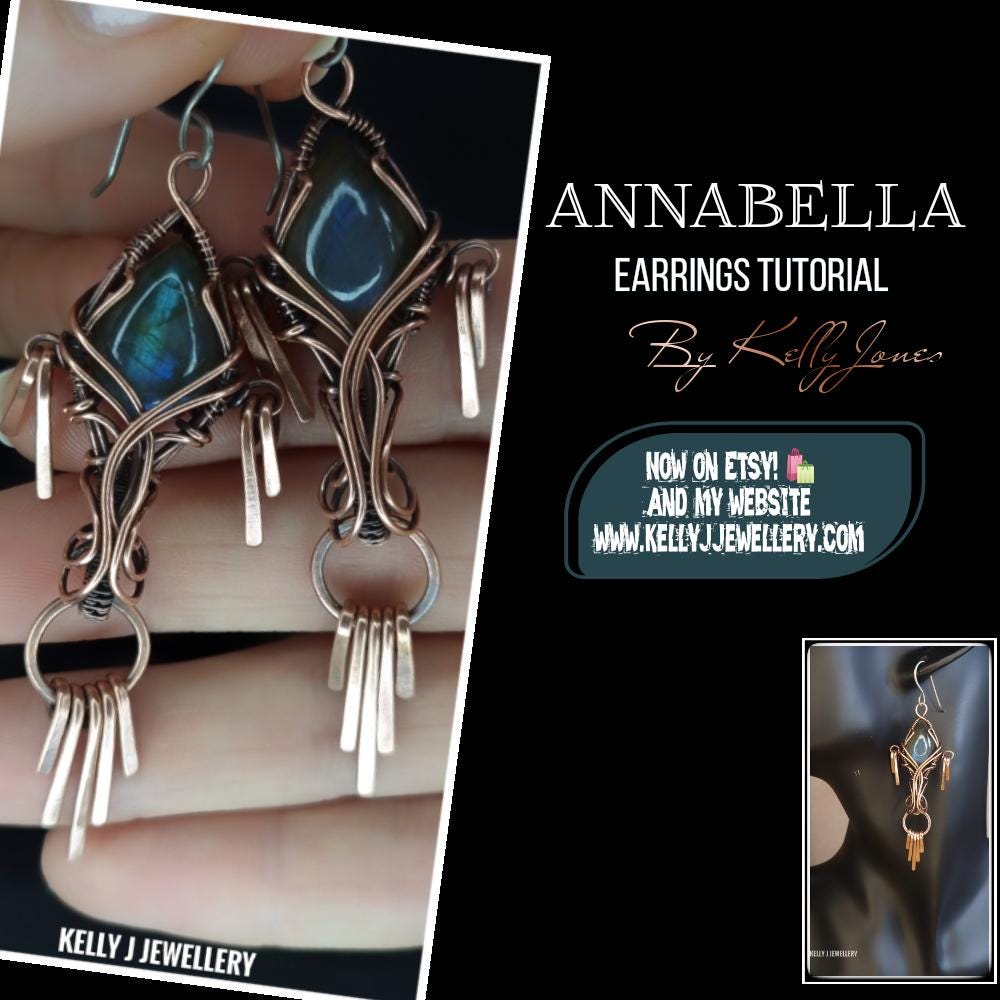 Earrings Tutorial Annabella. This is a wire wrap PDF Instant Download, with 48 pages and hundreds of images to follow at your own pace.