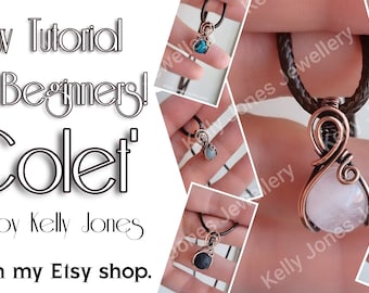 New Bead Pendant Tutorial for beginners 'Colet'. Instant download, wire wrap, pdf tutorial.