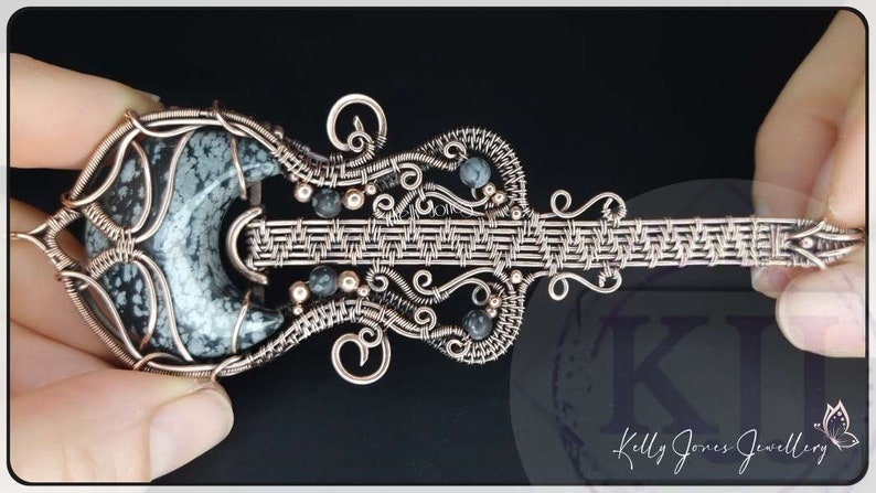 Guitar Pendant Tutorial. Wire wrap pdf tutorial, download instantly and start crafting straight away. Kelly Jones design. image 4