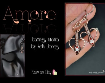 Amore heart earrings Tutorial. Learn to make this beautiful design with one simple download.