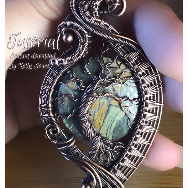 Rowan frame pendant with tree of life design tutorial by Kelly Jones. An instant download, fully illustrated PDF file tutorial.