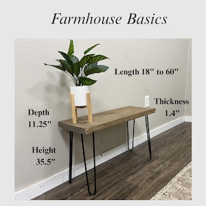 Rustic Farmhouse Entryway Bench: 34" Hairpin Legs, Solid Pine Wood, Modern Farmhouse Decor image 9